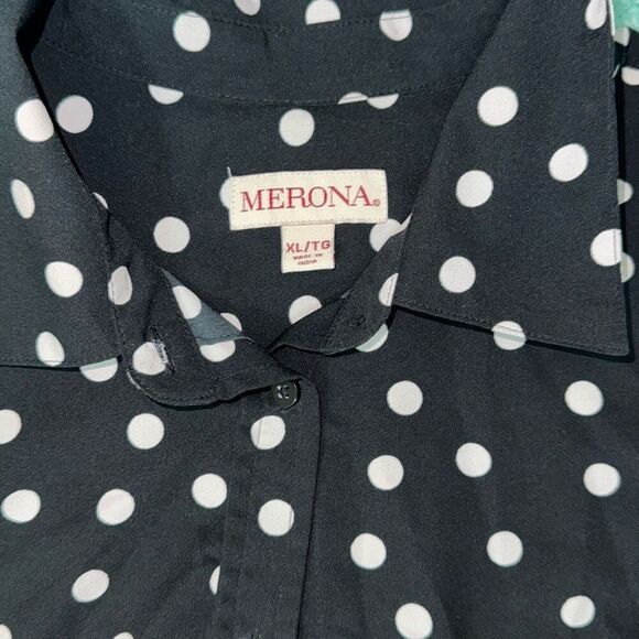 Merona women’s button up‎ blouse polka dot xl - Picture 3 of 3